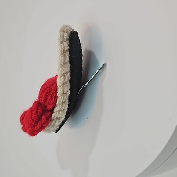 Hand Crafted Handmade Crochet Hair Clip Hand knit Puffy Red Flower Snap Clip 3" - Picture 7 of 17